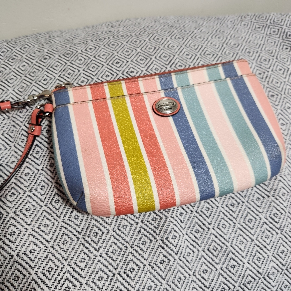 Coach Blue and Pink Clutch with Wristlet